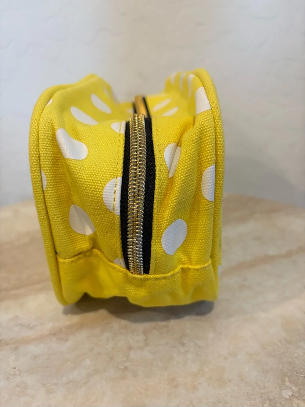 Marc Jacobs Honey Yellow and White Polka Dot Cosmetic Pouch